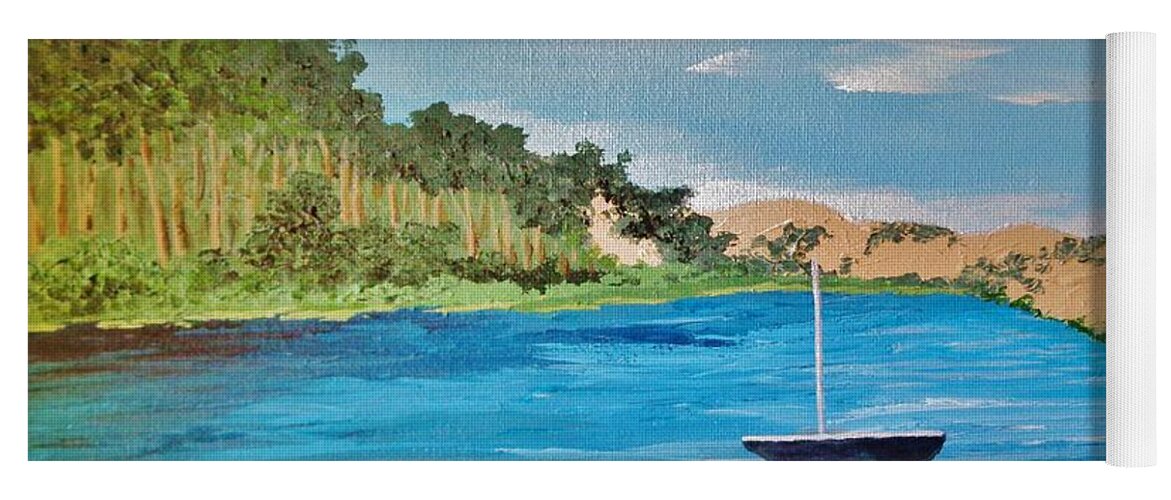 Bay Yoga Mat featuring the painting Back Bay from Back Bay Inn Los Osos Ca by Katherine Young-Beck