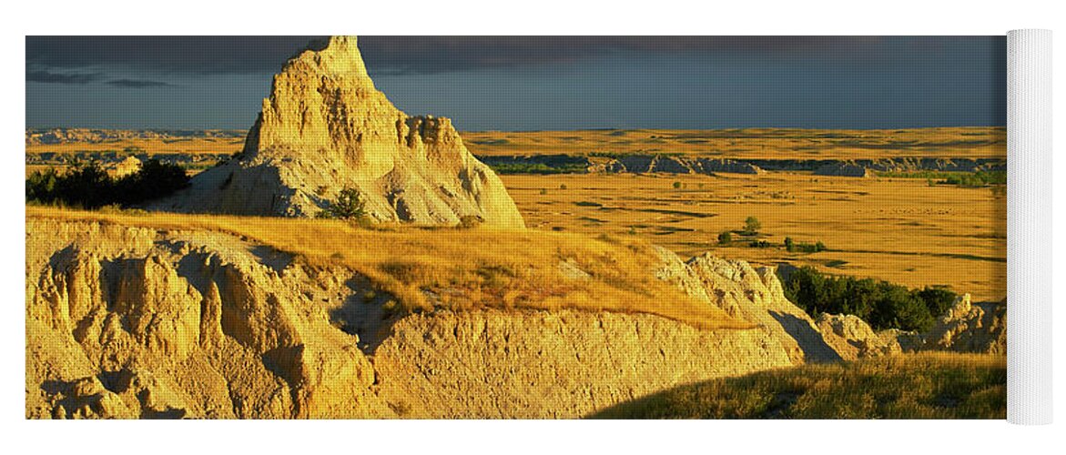 00175613 Yoga Mat featuring the photograph Badlands Mule Deer by Tim Fitzharris