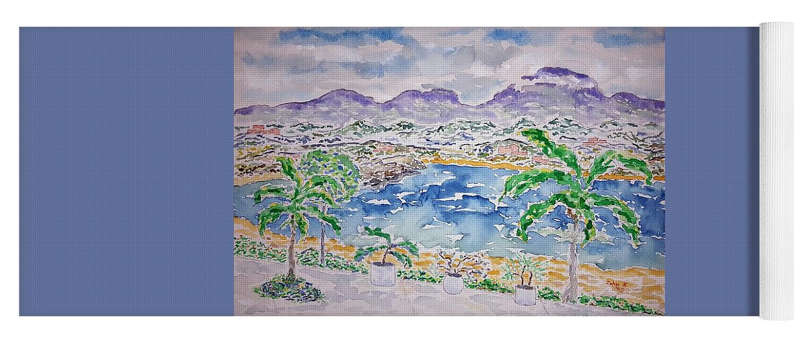 Watercolor Yoga Mat featuring the painting Bahia de Tangolunda by John Klobucher