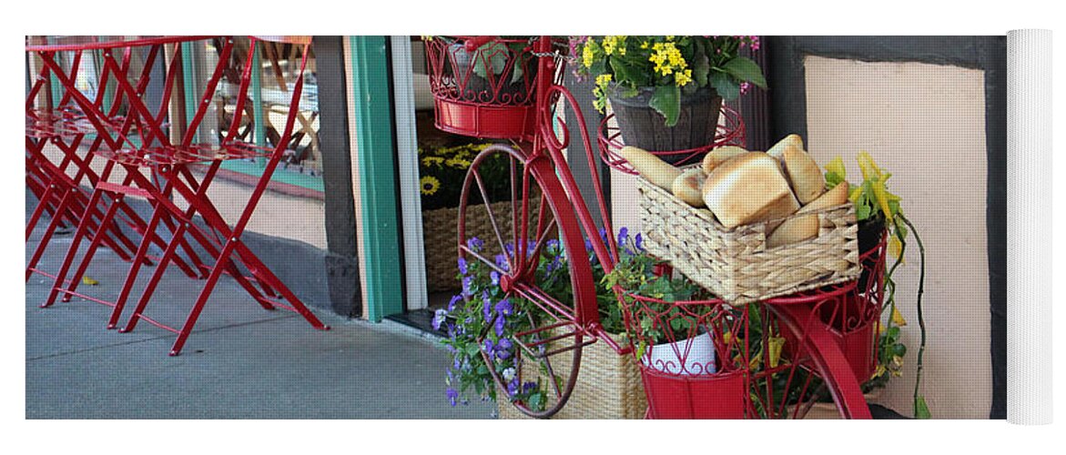 Bakery in Bicycle Basket At Solvang in Color Yoga Mat by Colleen