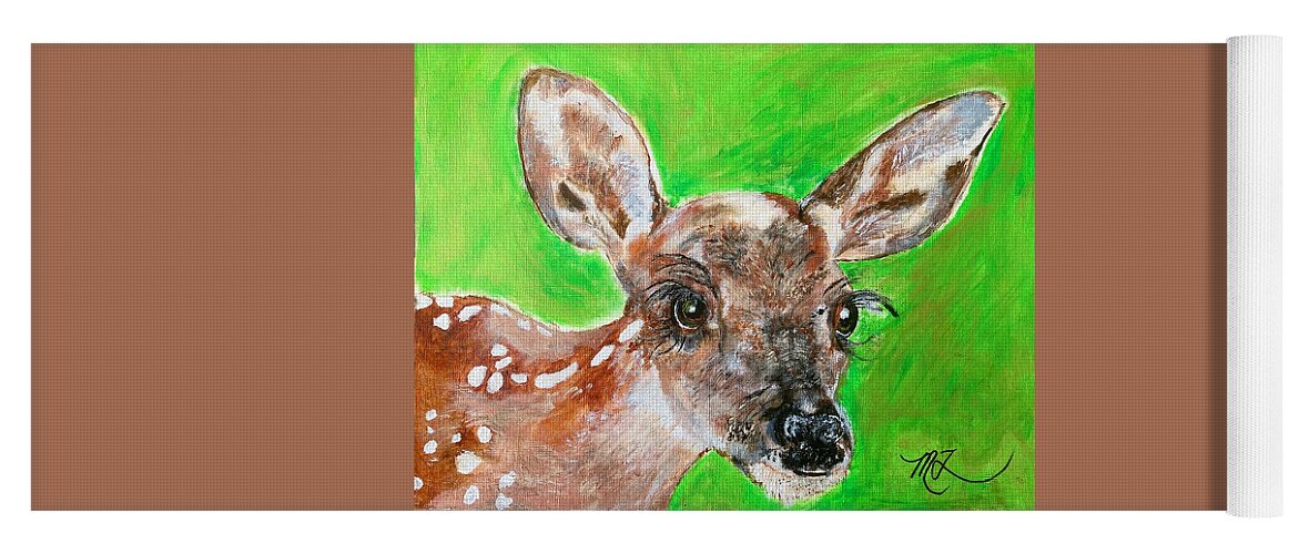 Fawn Yoga Mat featuring the painting Fawn by Melody Fowler