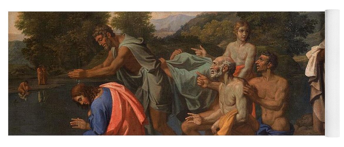 Poussin Yoga Mat featuring the painting Baptism of Christ by Nicolas Poussin