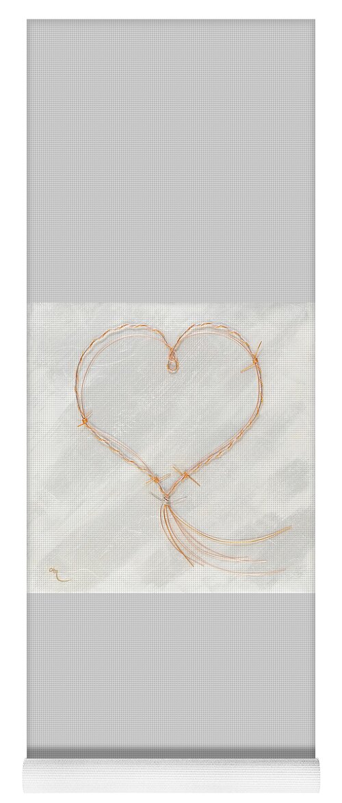 Heart Yoga Mat featuring the painting Barbed Heart-Gold Pink by Tamara Nelson