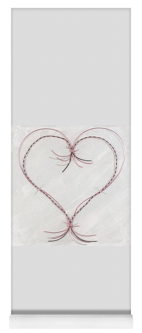 Heart Yoga Mat featuring the mixed media Barbed Heart-Pink on White by Tamara Nelson