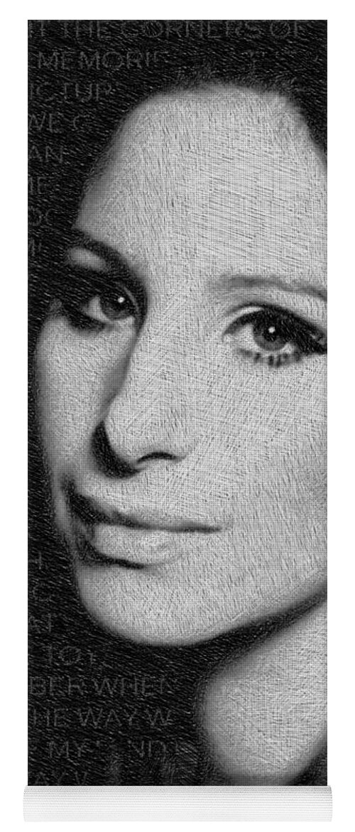 Barbra Streisand Yoga Mat featuring the painting Barbra Streisand And Lyrics by Tony Rubino