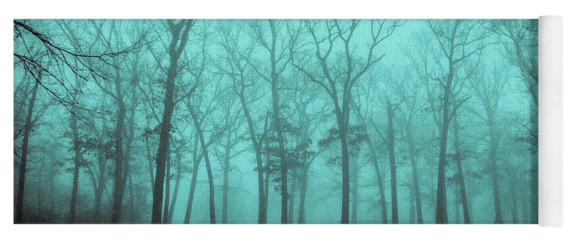 Bare Trees Foggy Morning Dellwood Park Lockport Illinois Yoga Mat featuring the photograph Bare Trees on a Foggy Morning by David Morehead