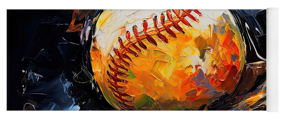 Baseball Yoga Mat featuring the digital art Baseball Art by Lourry Legarde
