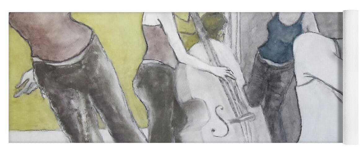 Life Drawing Yoga Mat featuring the mixed media Bass Note by PJ Kirk