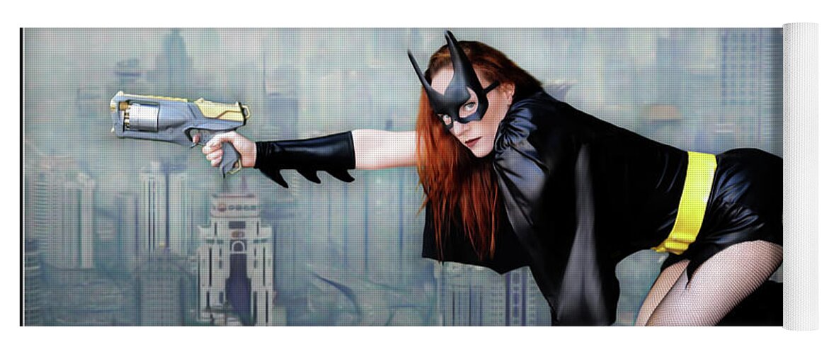 Bat Yoga Mat featuring the photograph Bat Woman High Rise by Jon Volden