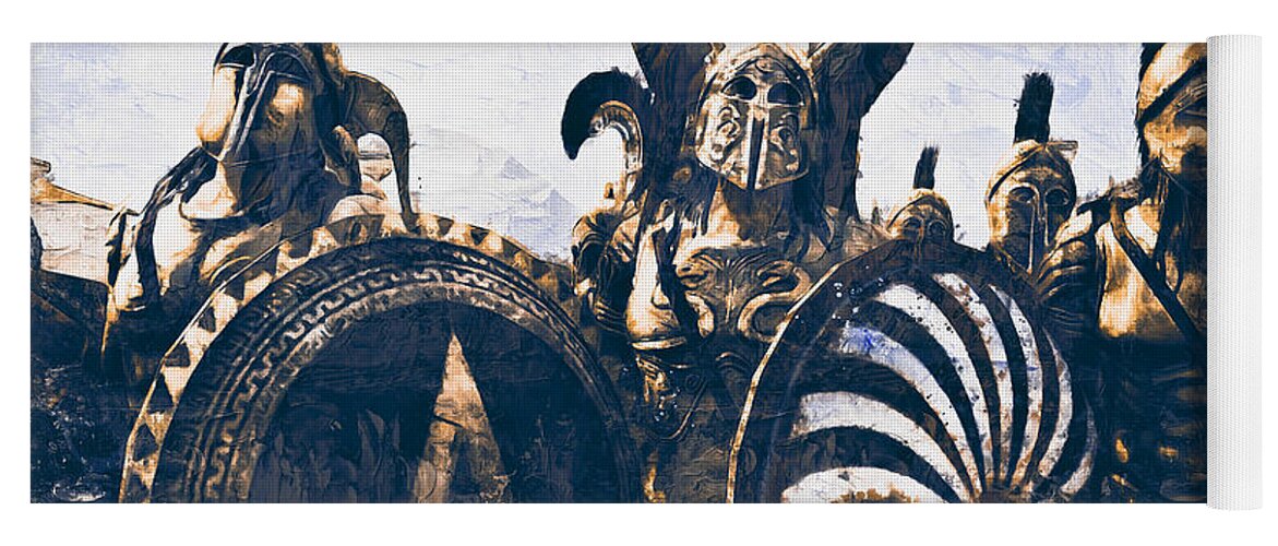 Spartan Warrior Yoga Mat featuring the painting Battles of ancient Sparta - 13 by AM FineArtPrints