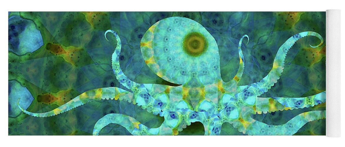 Mandala Yoga Mat featuring the painting Beach Art - Mandala Octopus - Sharon Cummings by Sharon Cummings