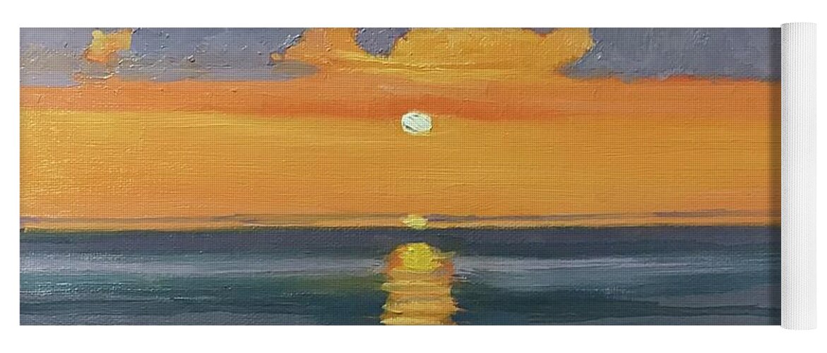 Beach Yoga Mat featuring the painting Beach Sunrise by Anne Marie Brown