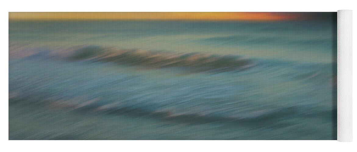 Beach Sunset Waves Watercolor Yoga Mat featuring the painting Beach Sunset Waves Watercolor by Dan Sproul
