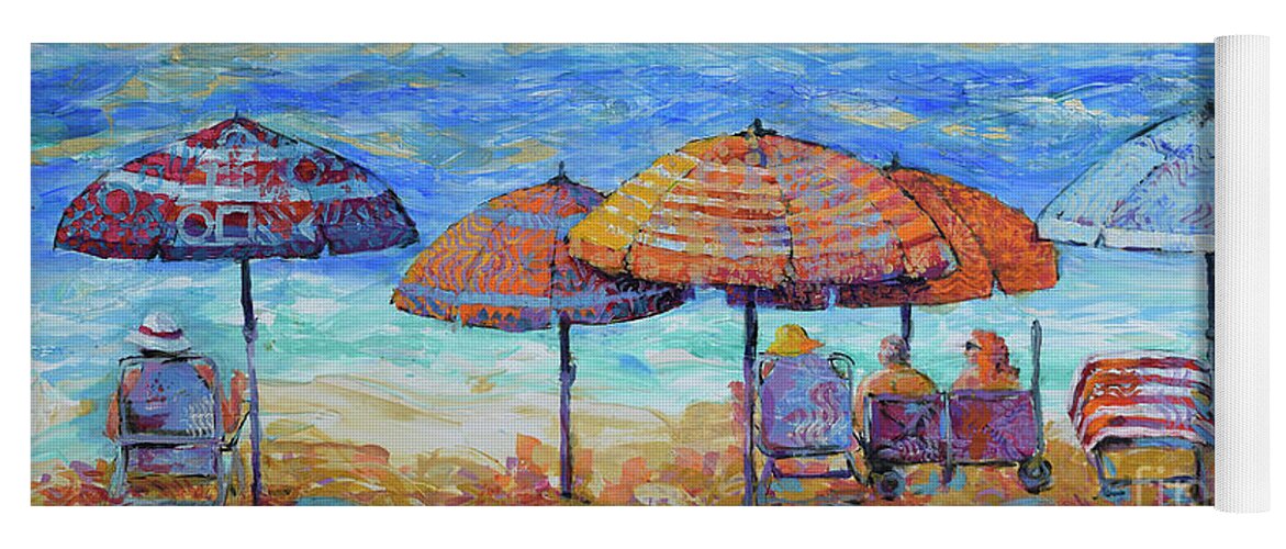  Yoga Mat featuring the painting Beach Umbrellas by Jyotika Shroff
