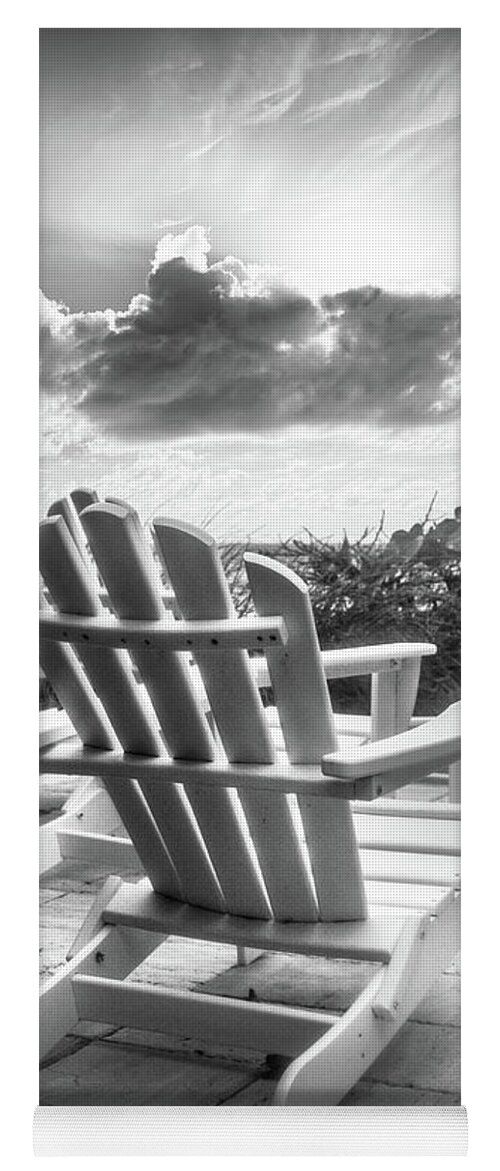 Clouds Yoga Mat featuring the photograph Beachtime Glow in Black and White by Debra and Dave Vanderlaan