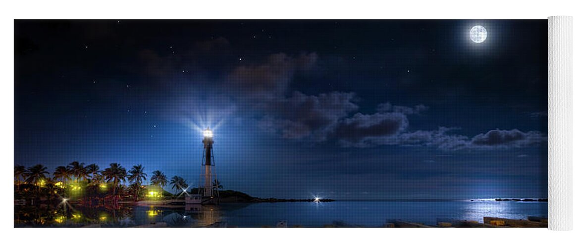 Lighthouse Yoga Mat featuring the photograph Beacons of the Night by Mark Andrew Thomas