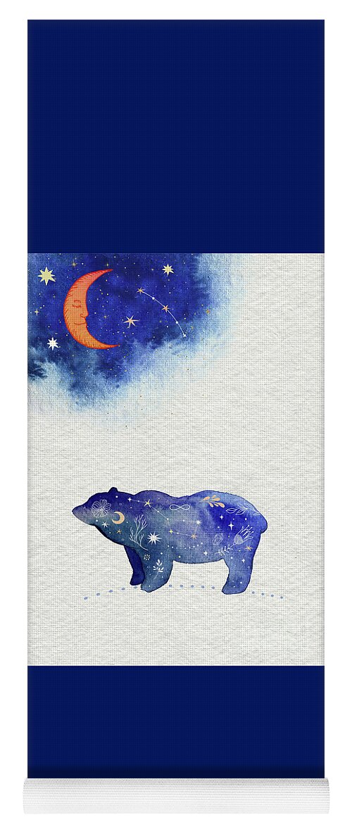 Bear And Moon Yoga Mat featuring the painting Bear And Moon by Garden Of Delights