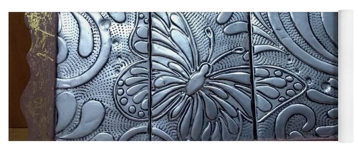 Beautiful Aesthetic Butterfly Metal Enbossing Art Aluminium Foil Art Pewter  Art Metal Mosaic Ornate Yoga Mat by Mounir Khalfouf - Pixels