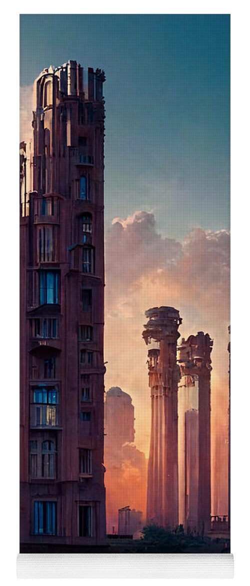 Picture Yoga Mat featuring the painting Beautiful buildings in a city detailed concept art arch 1ae4ba18 6aca 4614 bdee ec78565 by MotionAge Designs