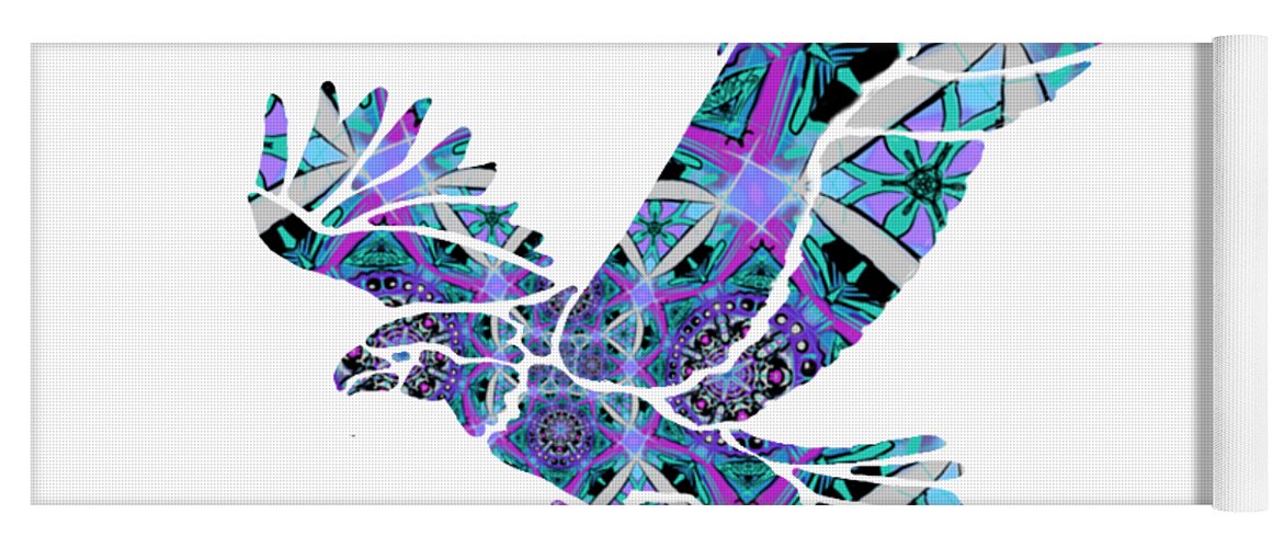 Eagle Yoga Mat featuring the digital art Beautiful Eagle silhouette by Eileen Backman