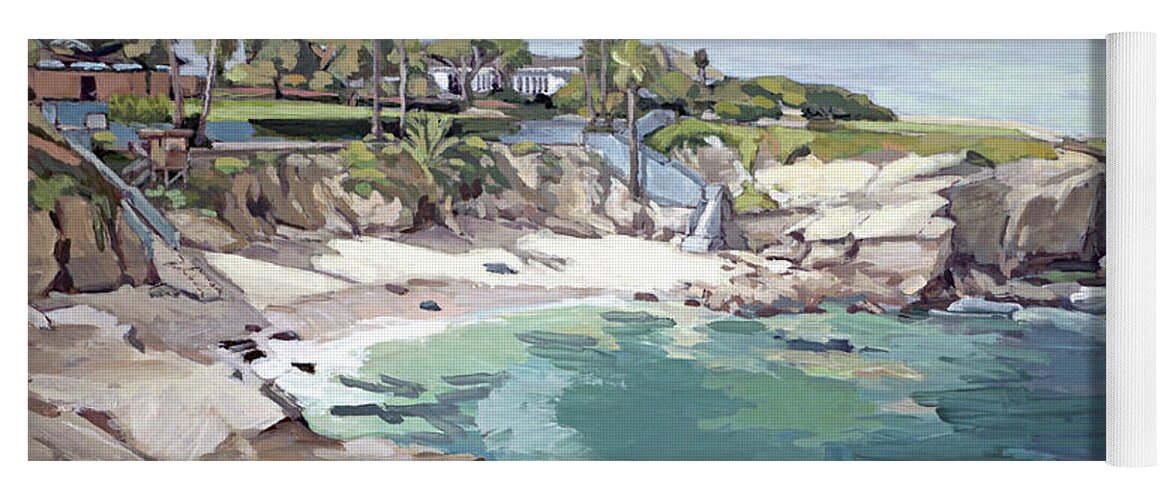 La Jolla Yoga Mat featuring the painting Beautiful La Jolla Cove Beach - La Jolla, San Diego, California by Paul Strahm