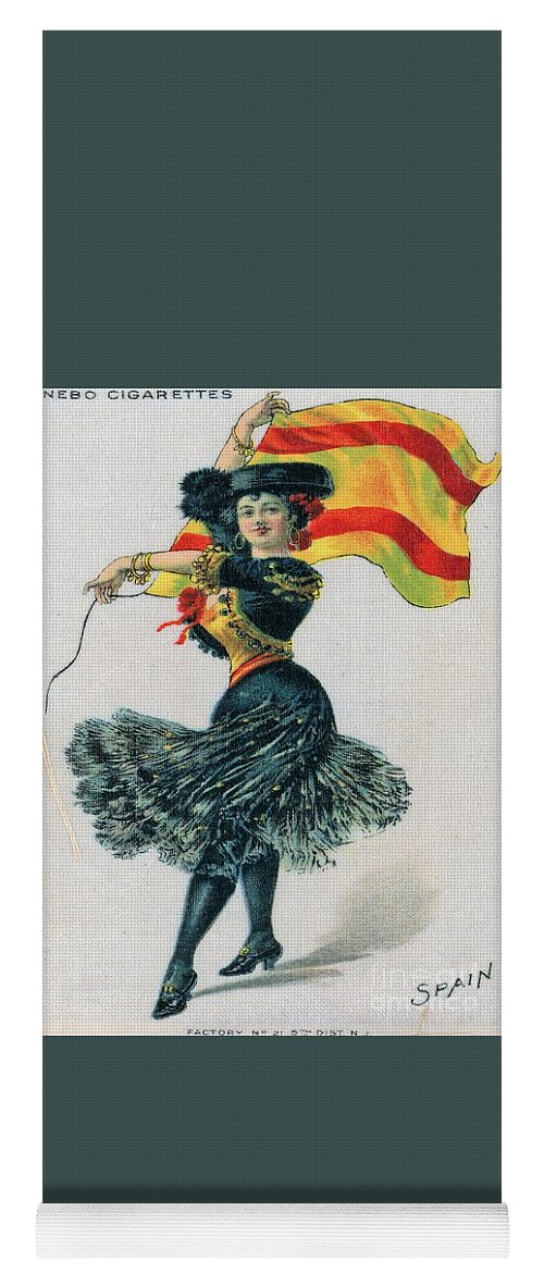 Beautiful Yoga Mat featuring the painting Beautiful Woman Dancing With the Flag of Spain by Philip And Robbie Bracco