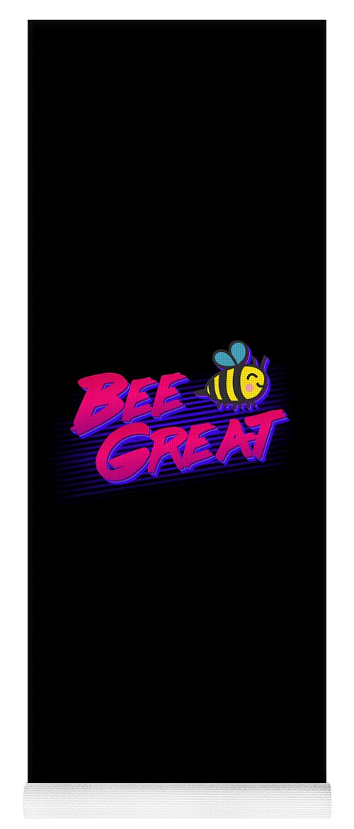 Funny Yoga Mat featuring the digital art Bee Great Retro by Flippin Sweet Gear