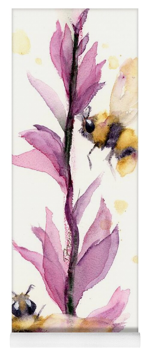 Bees Yoga Mat featuring the painting Bees #1 by Dawn Derman
