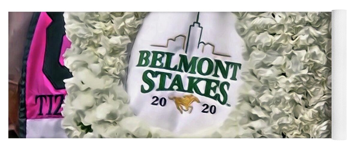 Belmont Park Yoga Mat featuring the digital art Belmont Stakes Carnations by CAC Graphics