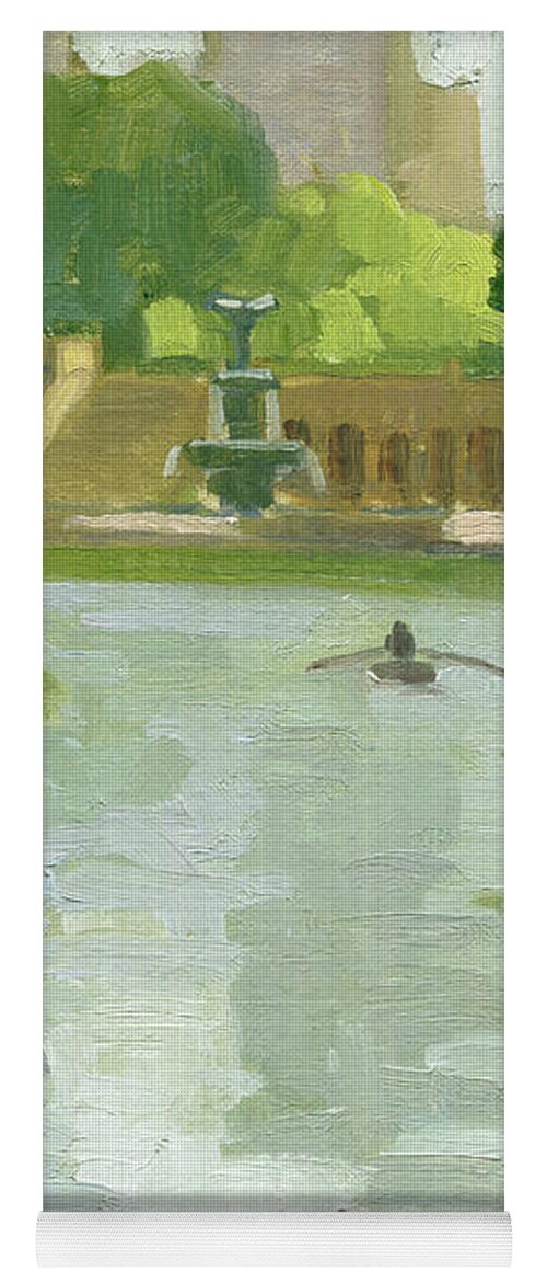 Bethesda Terrace Yoga Mat featuring the painting Bethesda Terrace at The Lake, Central Park - New York City by Paul Strahm