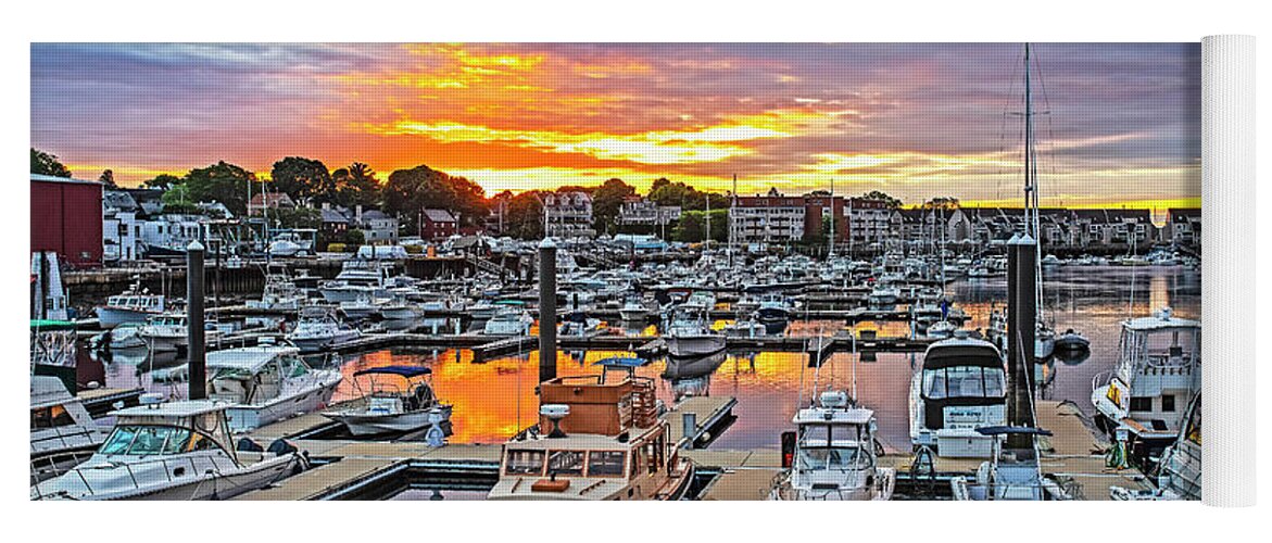 Beverly Yoga Mat featuring the photograph Beverly MA Sunrise over Beverly Harbor North Shore MA by Toby McGuire