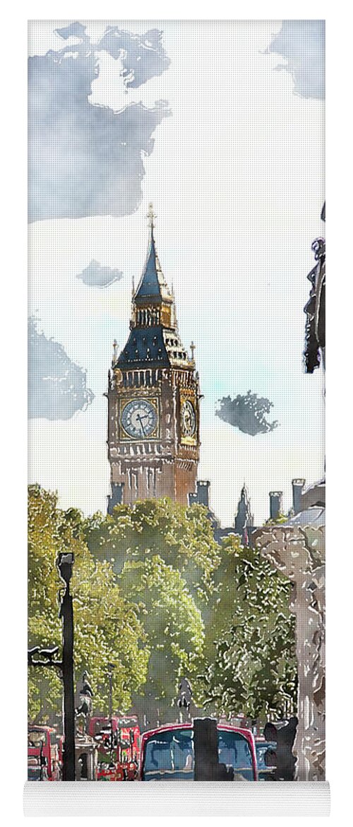 Big Ben Yoga Mat featuring the digital art Big Ben and King George by SnapHappy Photos