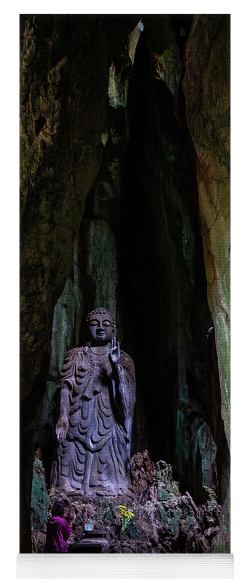 Ancient Yoga Mat featuring the photograph Big Buddha Inside Marble Mountain by Arj Munoz