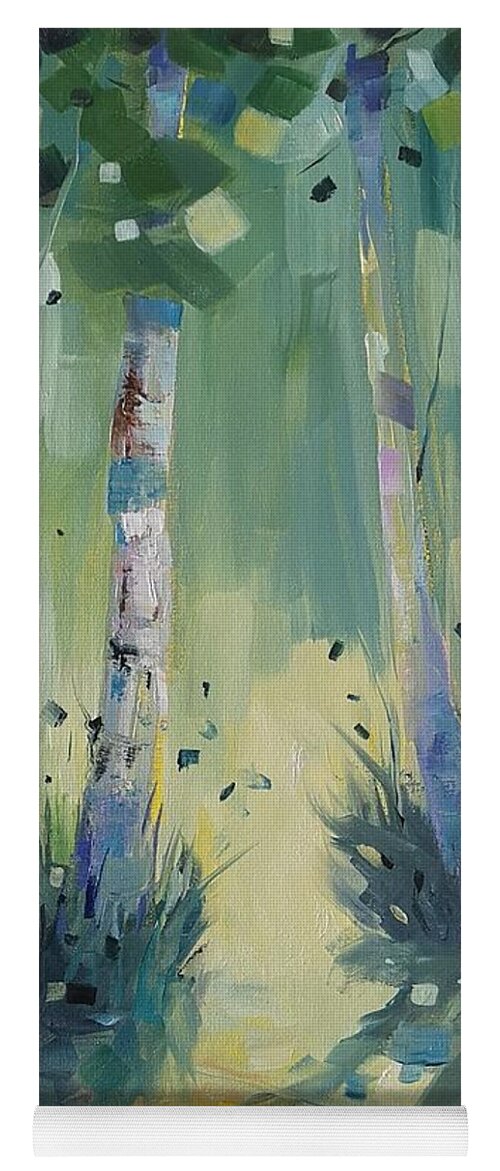 Birches Yoga Mat featuring the painting Birches with Portal by Sheila Romard