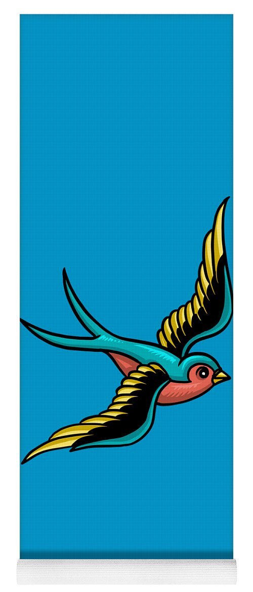 Bird Yoga Mat featuring the painting Bird Tattoo Tee Tees T-Shirt by Tony Rubino