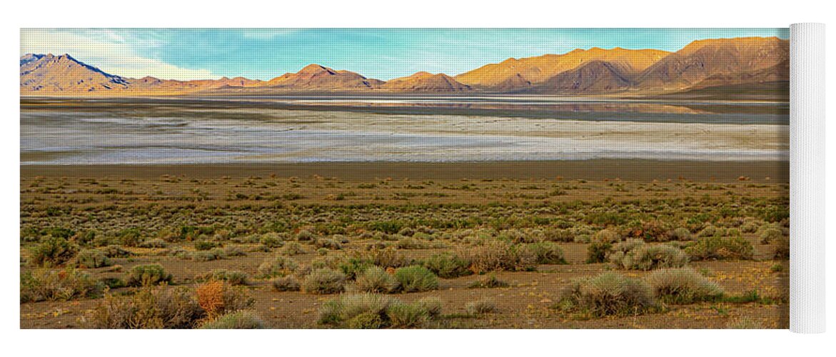 Desert Yoga Mat featuring the photograph Black Rock Desert Lake Bed by Randy Bradley