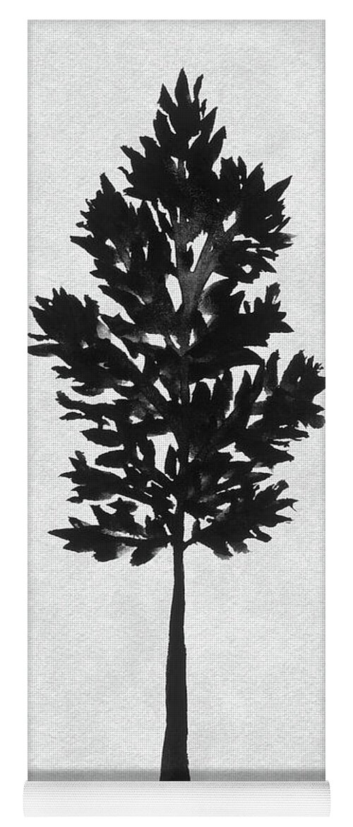 White Yoga Mat featuring the painting Black Tree I by Rachel Elise