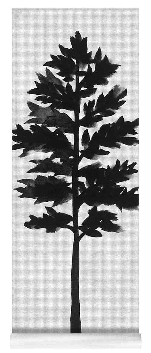 White Yoga Mat featuring the painting Black Tree III by Rachel Elise
