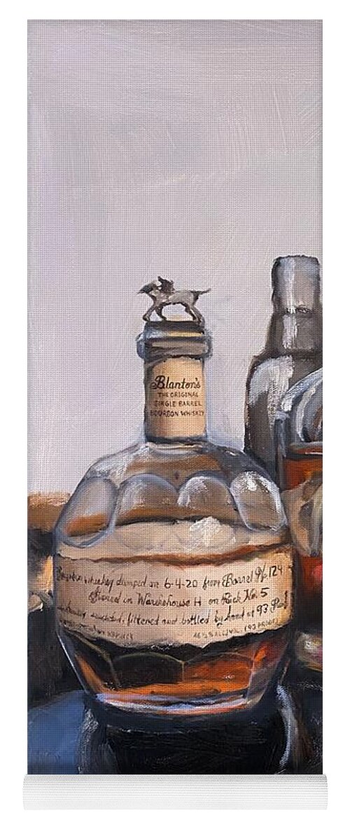 Bourbon Yoga Mat featuring the painting Blanton's and Friends Bourbon Bar Painting by Donna Tuten