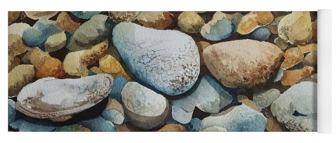 Rocks Yoga Mat featuring the painting Block Island Rocks by Lael Rutherford