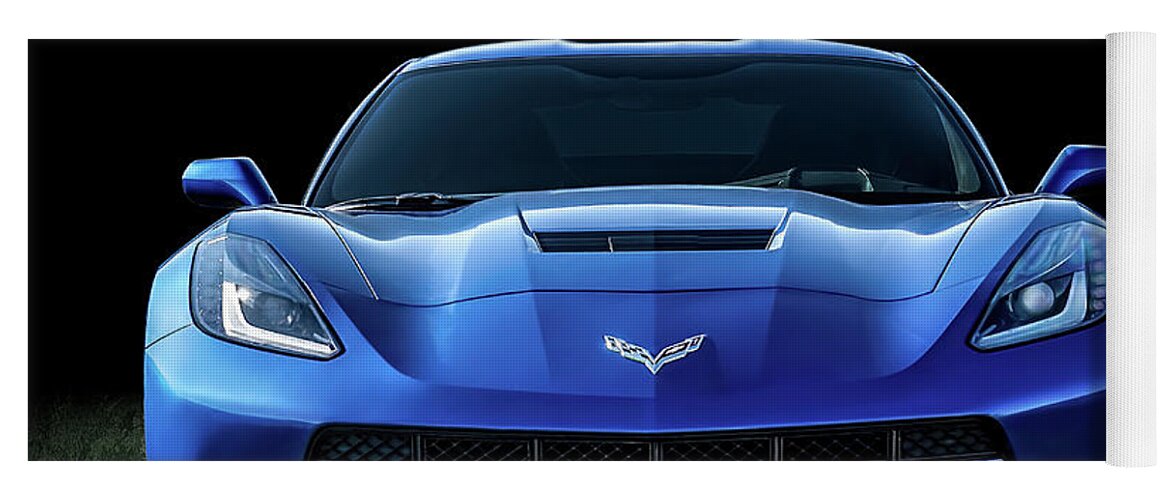 Corvette Yoga Mat featuring the digital art Blue 2013 Corvette by Douglas Pittman