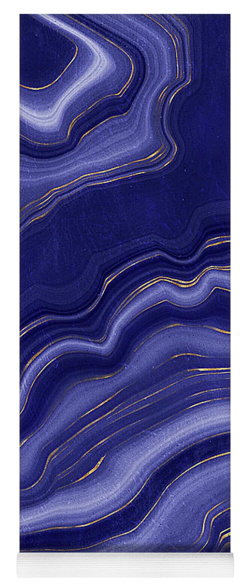 Blue Agate Yoga Mat featuring the painting Blue Agate With Gold by Modern Art
