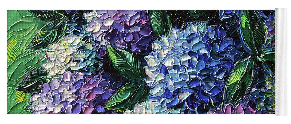 Hydrangeas Yoga Mat featuring the painting Blue And Purple Hydrangeas by Mona Edulesco
