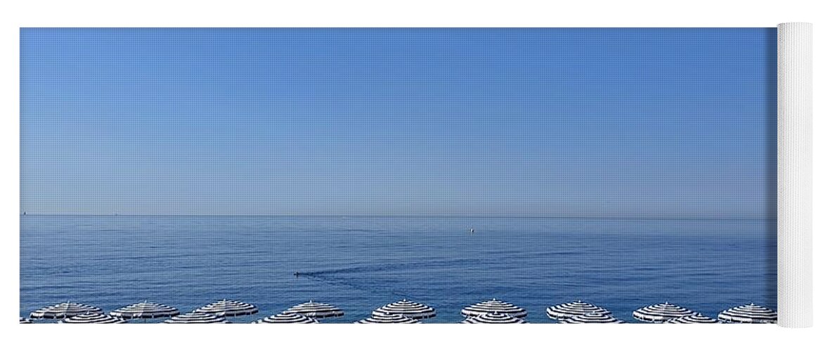 Sea Yoga Mat featuring the photograph Blue and White by Andrea Whitaker