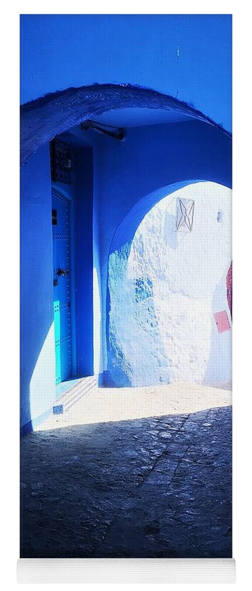 Street Yoga Mat featuring the photograph Blue arch walkway by Jarek Filipowicz