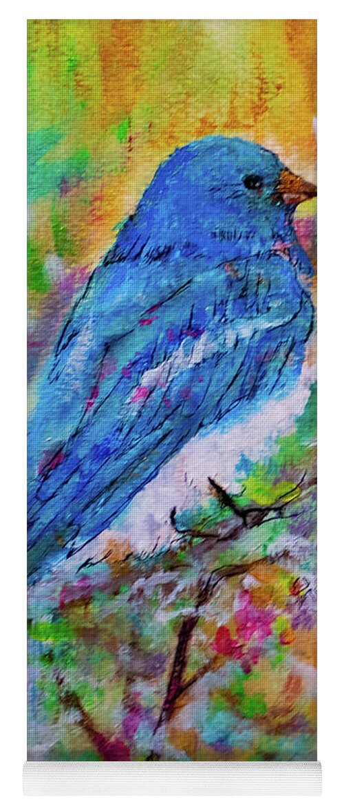 Acrylic Yoga Mat featuring the mixed media Blue Bird by Patricia Dennis