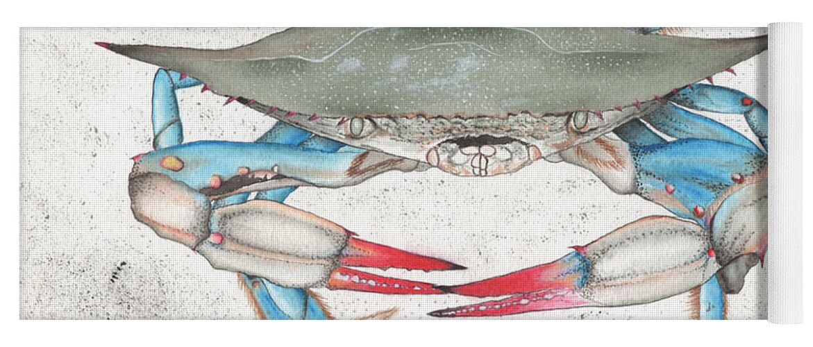 Blue Crab Yoga Mat featuring the painting Blue Crab #1 by Bob Labno