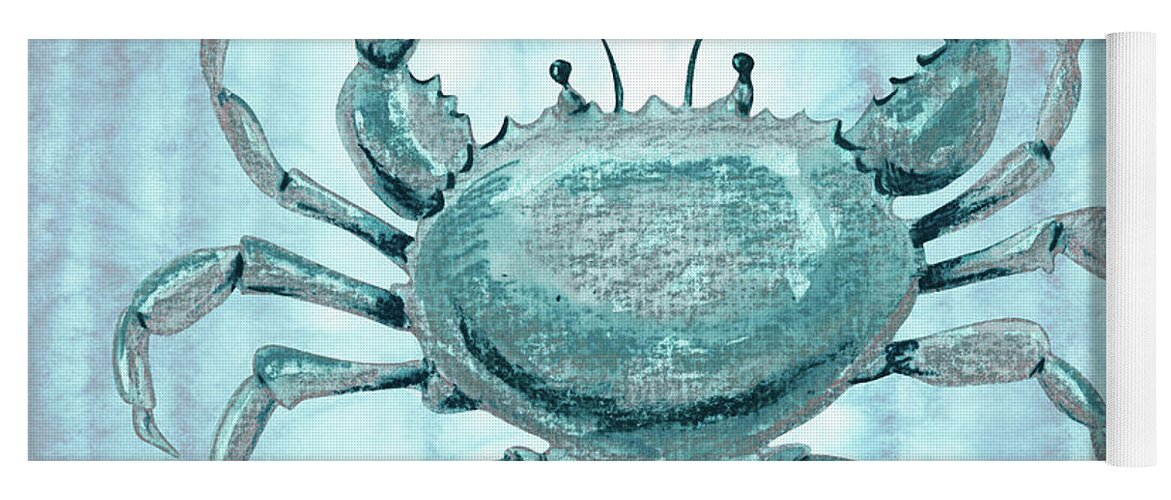 Crab Yoga Mat featuring the painting Blue Crab Watercolor Sea Creature by Irina Sztukowski
