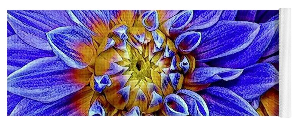 Nature Yoga Mat featuring the photograph Blue Dahlia Macro by Bruce Bley