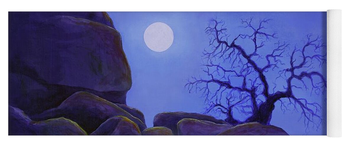 Kim Mcclinton Yoga Mat featuring the painting Ghost Tree in Blue Desert Moon by Kim McClinton